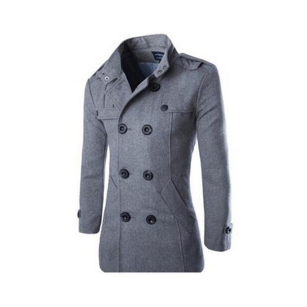 The  Mens Fashion Wool Woolen Coat Double Breasted Coat Image 3