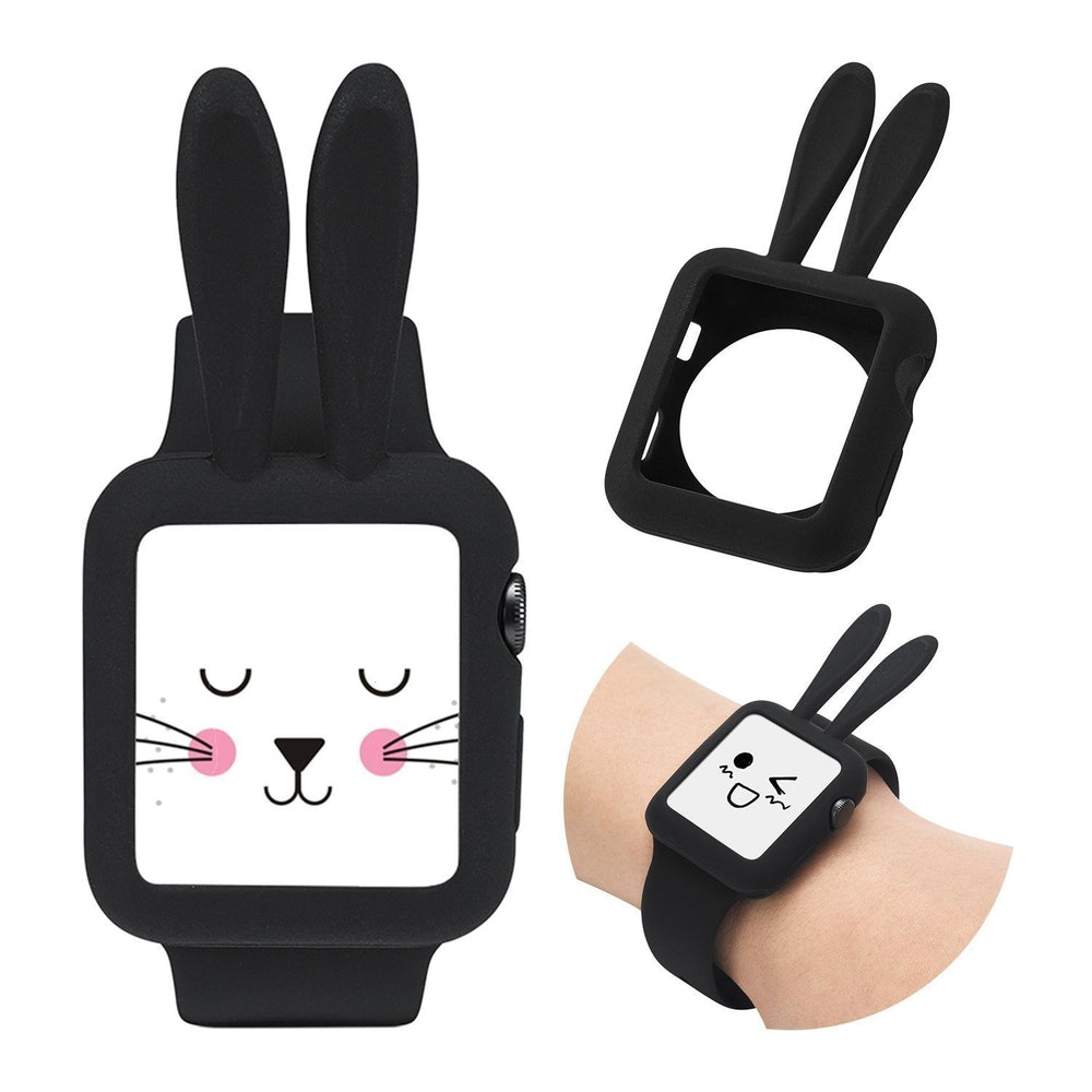 Soft Silicone Protective Cute Bunny Rabbit Ears Case Cover for Apple Watch 42mm Series 1 and 2 Image 2