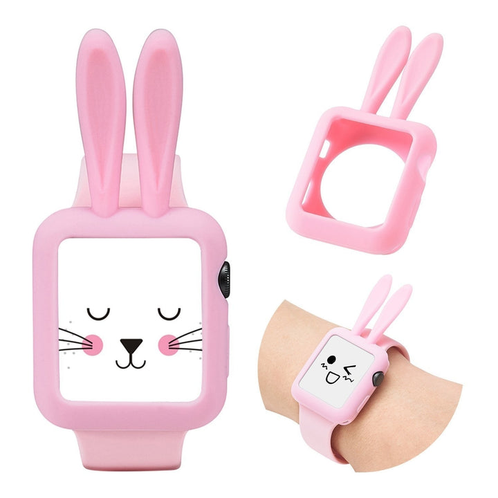 Soft Silicone Protective Cute Bunny Rabbit Ears Case Cover for Apple Watch 42mm Series 1 and 2 Image 3