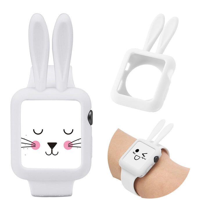 Soft Silicone Protective Cute Bunny Rabbit Ears Case Cover for Apple Watch 42mm Series 1 and 2 Image 4
