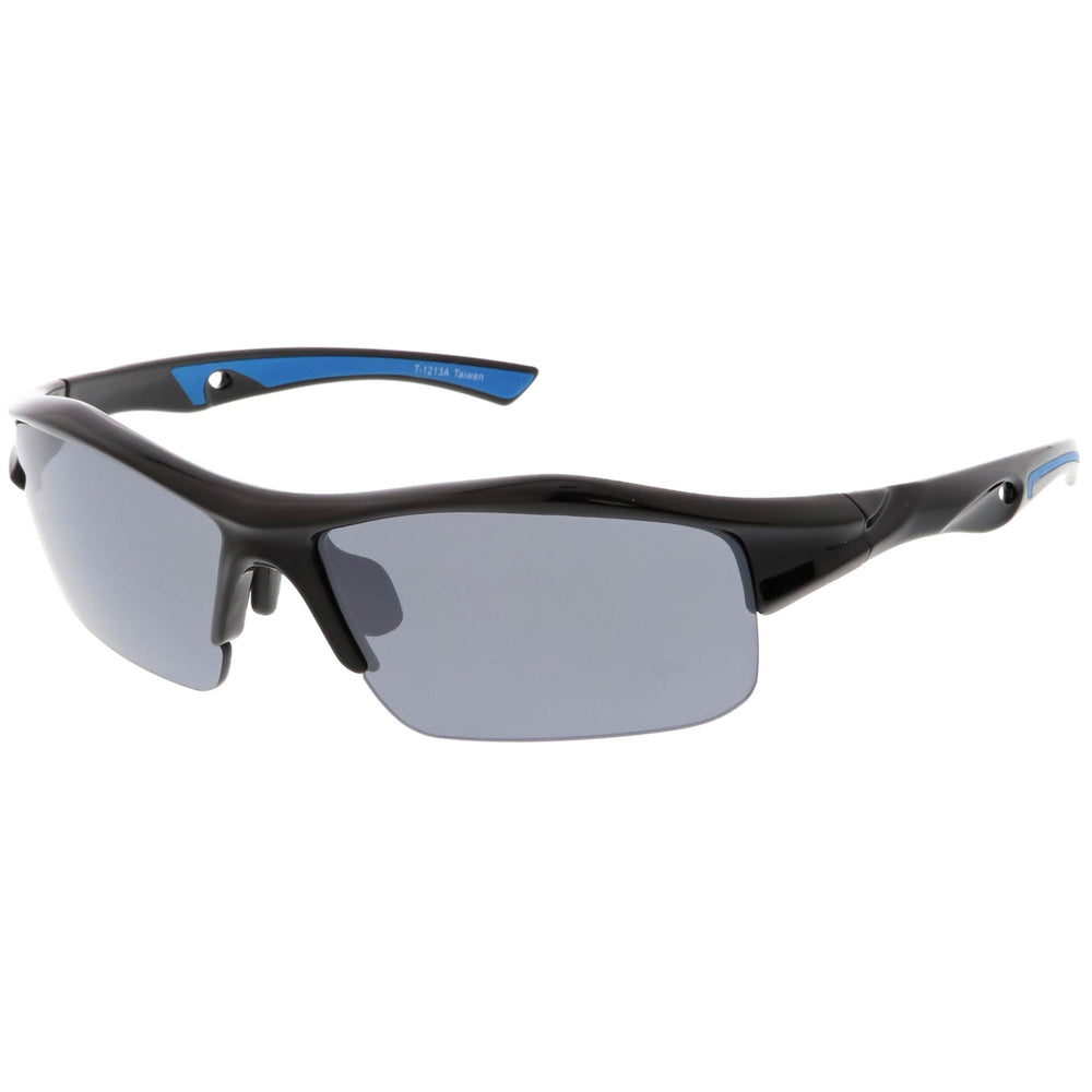 Semi-Rimless TR-90 Shatterproof Lens Sports Wrap Sunglasses 68mm Image 2
