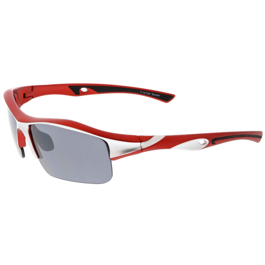 Semi-Rimless TR-90 Shatterproof Lens Sports Wrap Sunglasses 68mm Image 6
