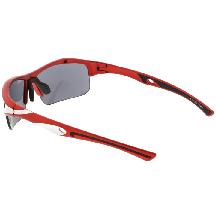 Semi-Rimless TR-90 Shatterproof Lens Sports Wrap Sunglasses 68mm Image 7