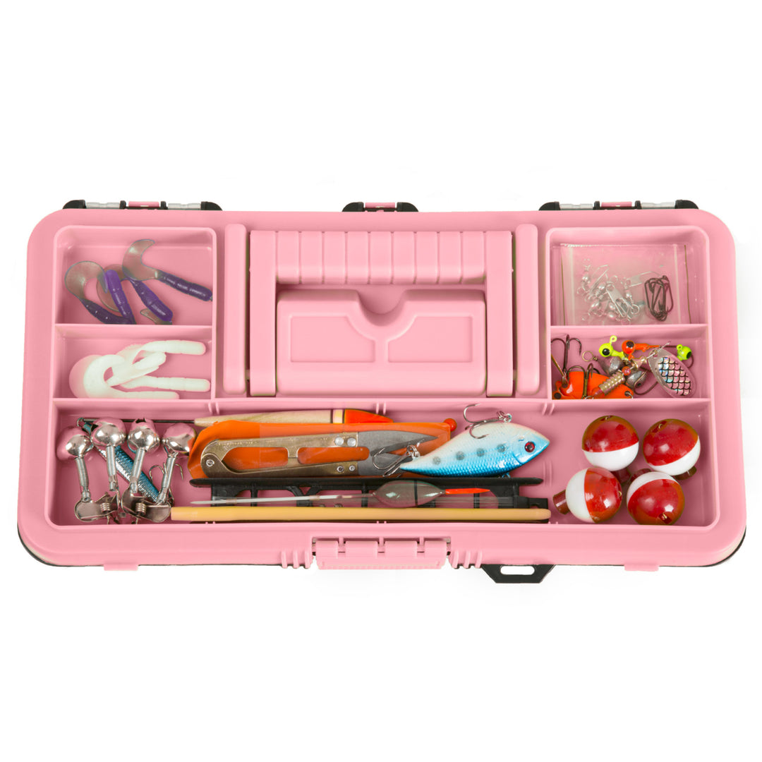 Wakeman Outdoors Pink Fishing Tackle Box Starter Kit 55 Pc Lures Line Swivels Image 4