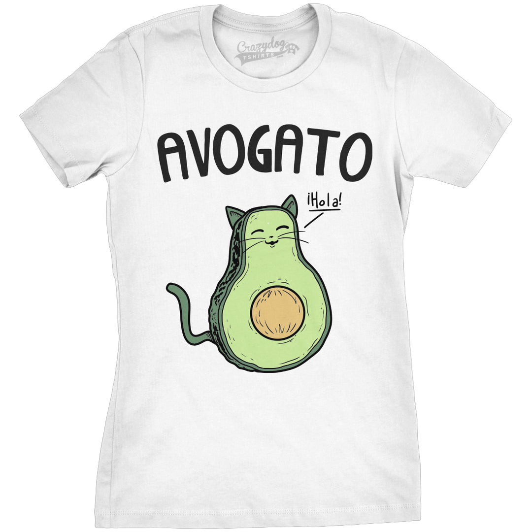 Womens Avogato Funny T shirt Avocado Cat Cute Face Graphic Novelty Tee for Girls Image 8