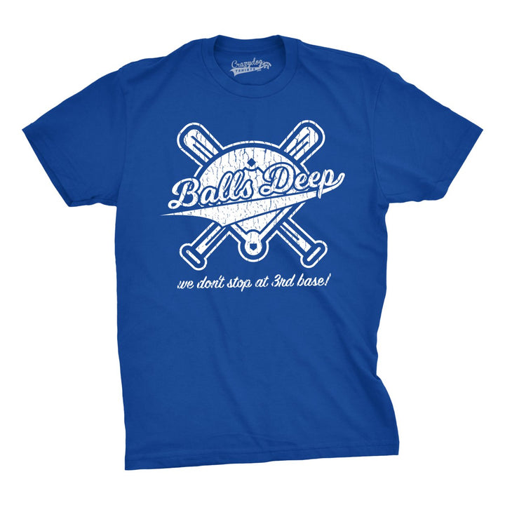 Mens Balls Deep Funny Baseball Shirts Hilarious 3rd Base Offensive Gift Idea T shirt Image 1