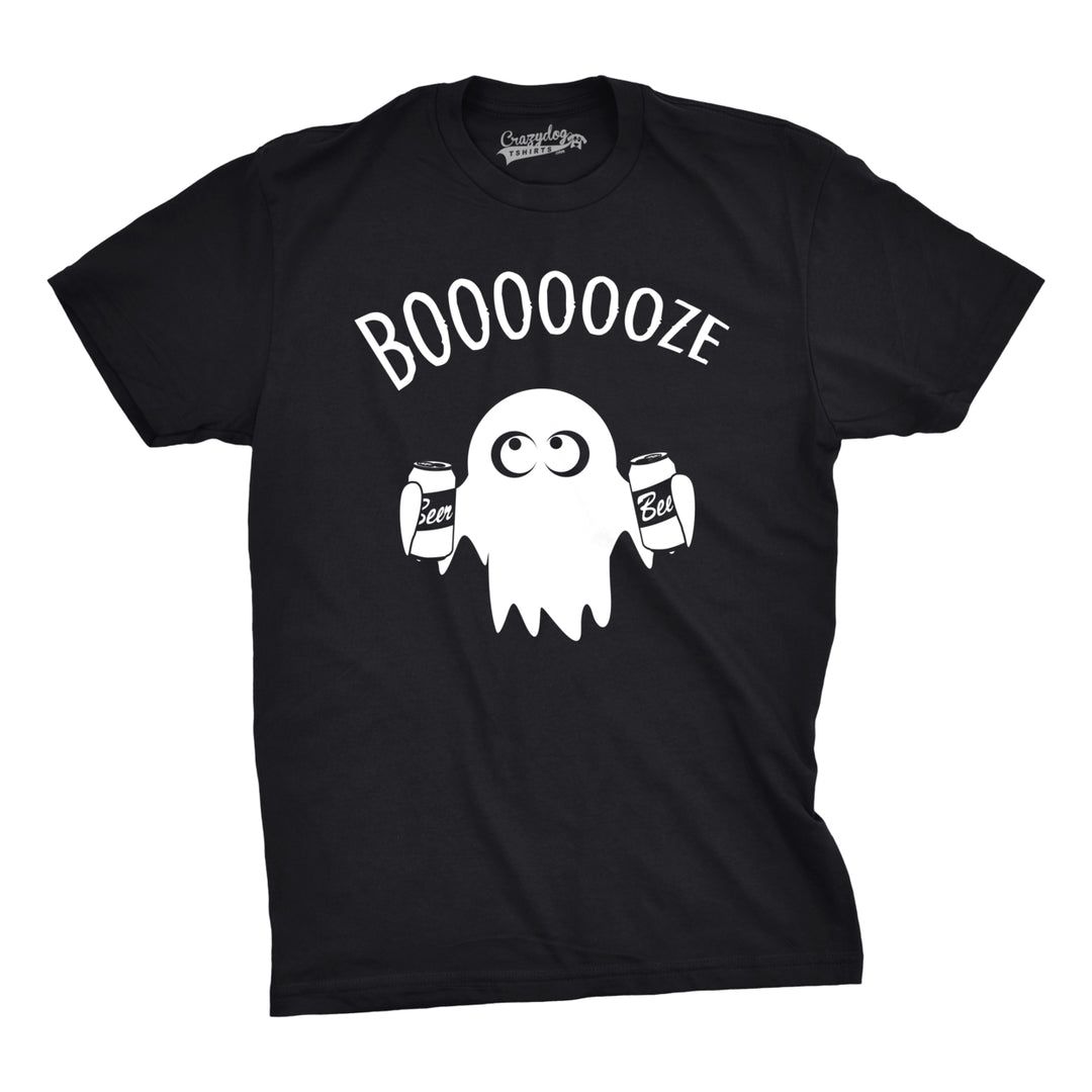 Mens Booooze Funny T shirts Halloween Ghost Costume Tee Retro Novelty T shirt Image 1