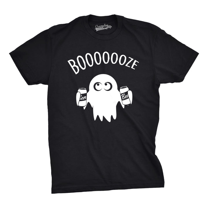 Mens Booooze Funny T shirts Halloween Ghost Costume Tee Retro Novelty T shirt Image 1