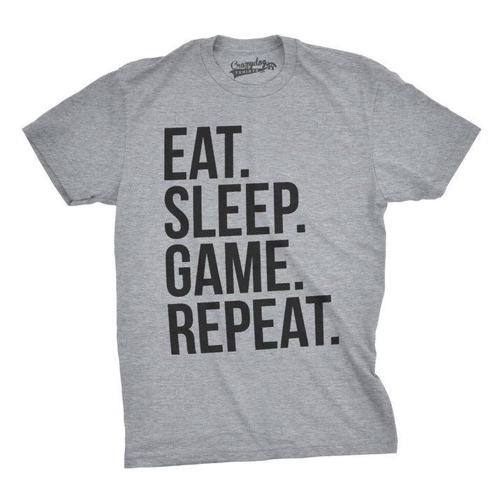 Mens Eat Sleep Game Repeat Funny Shirts Nerdy Gamer Tees Vintage Novelty T shirt Image 1