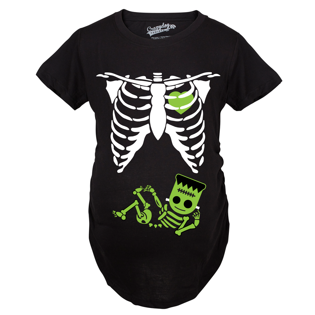 Maternity Frankenstein Baby Bump Fall Film Movie Cute Halloween Pregnancy Tshirt Image 2