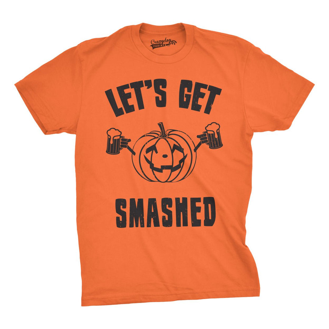 Mens Lets Get Smashed Funny T shirts Pumpkin Halloween Costume T shirt Image 4