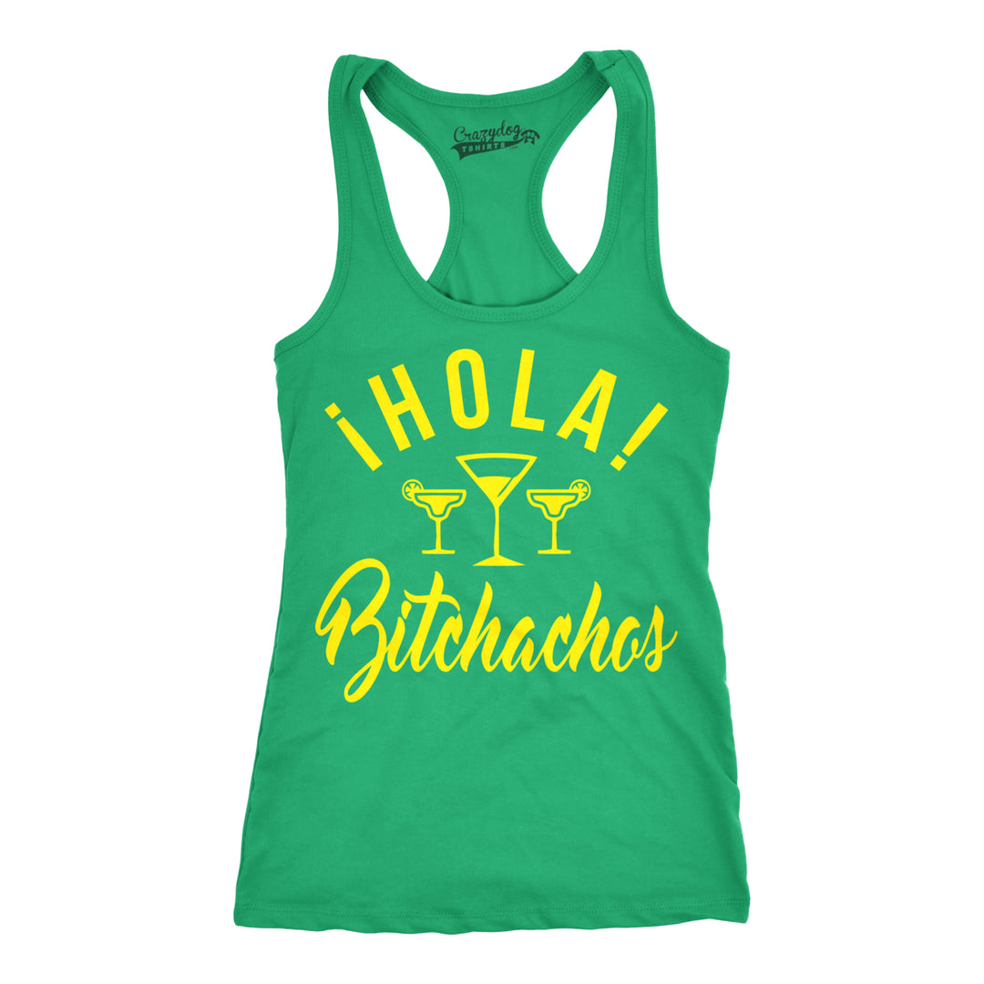 Womens Hola Bitchachos Funny Workout Shirts Cool Novelty Vintage Fitness Tank Top Image 1