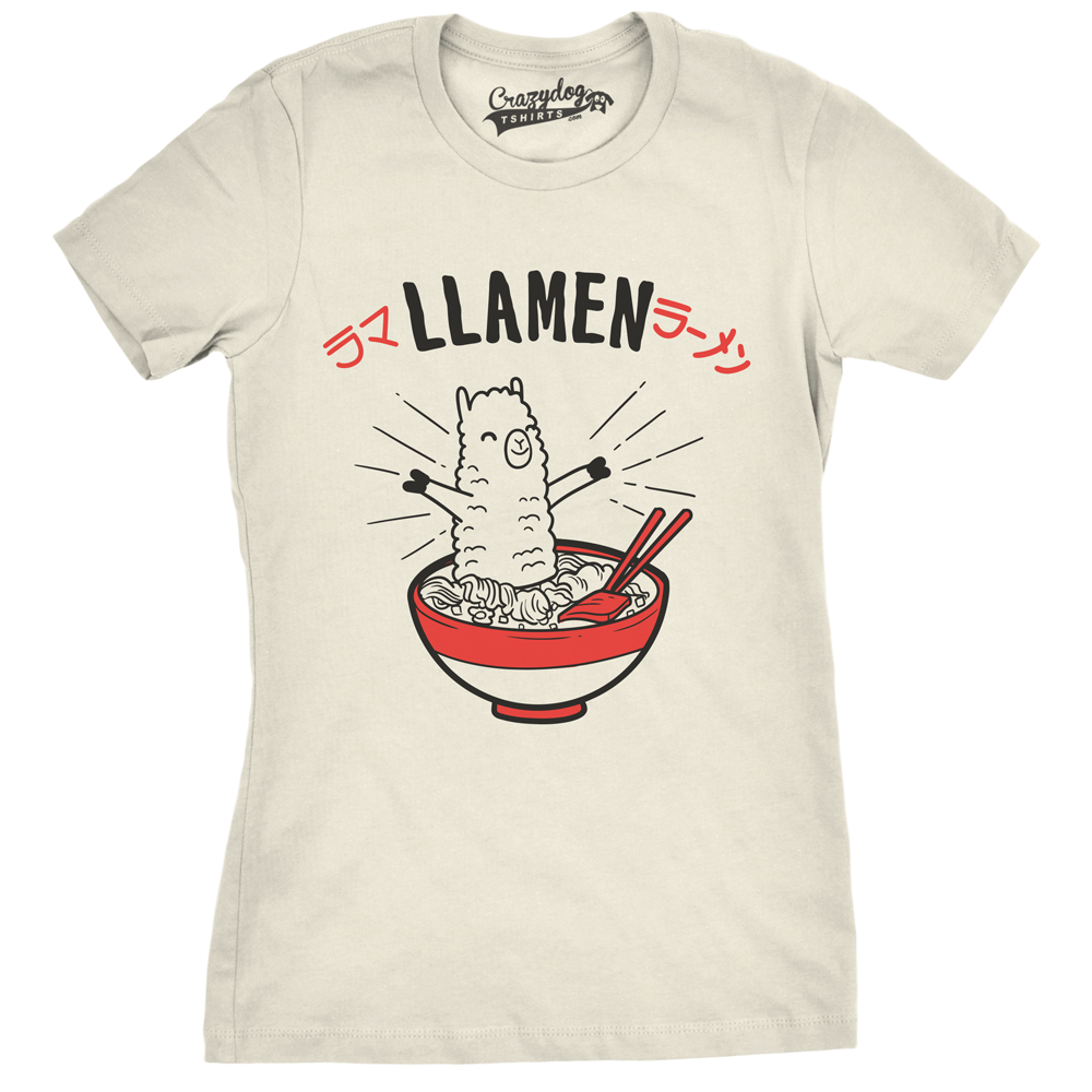 Womens Llamen Funny Ramen T-shirt For Foodie Girls Image 4