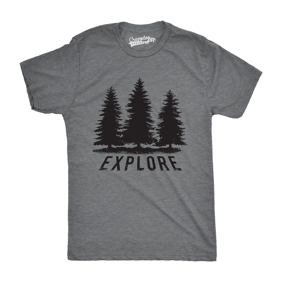 Mens Explore Pine Trees Outdoor Adventure Cool T Shirt Image 1