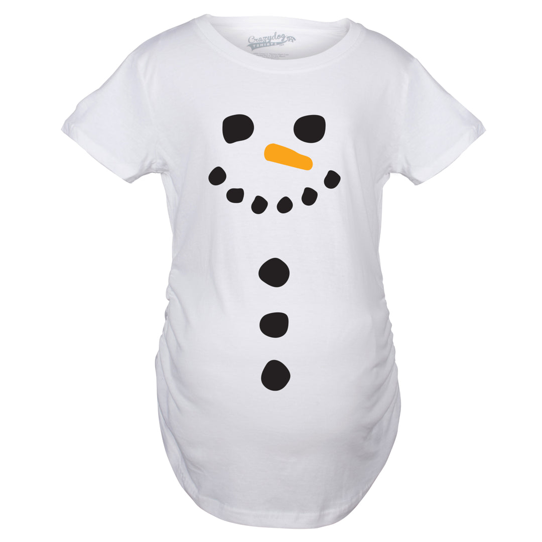 Maternity Snowman Buttons Funny Pregnancy Bump Tee Cute Christmas T shirt Image 1