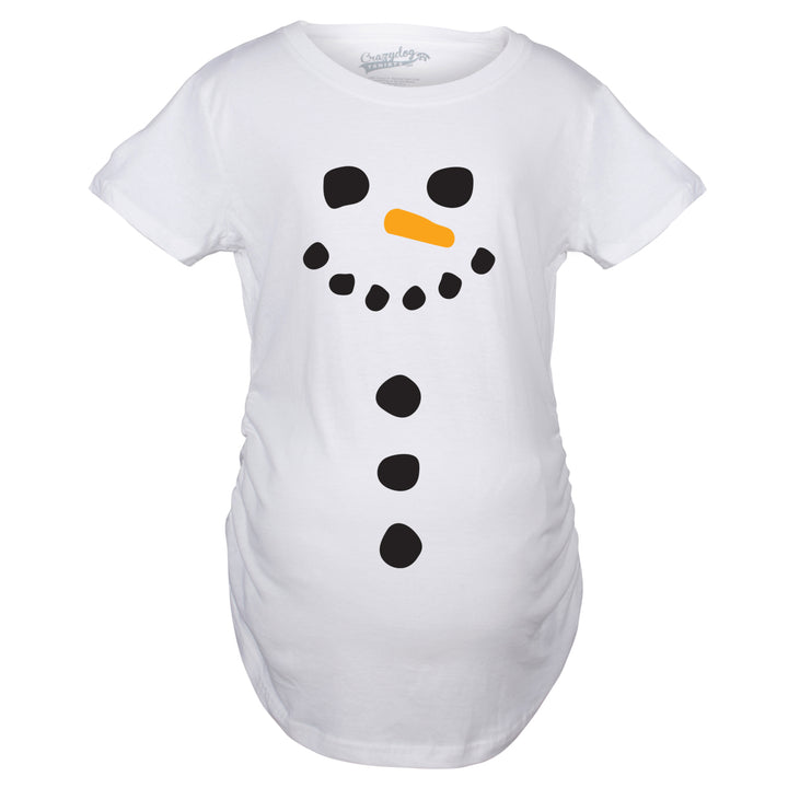 Maternity Snowman Buttons Funny Pregnancy Bump Tee Cute Christmas T shirt Image 6