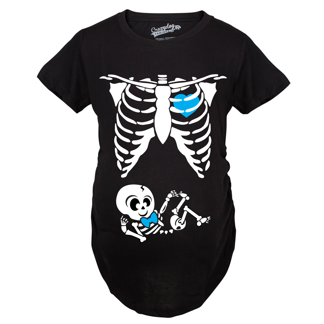 Maternity Baby Boy Skeleton Cute Halloween Pregnancy Bump Tshirt Image 6