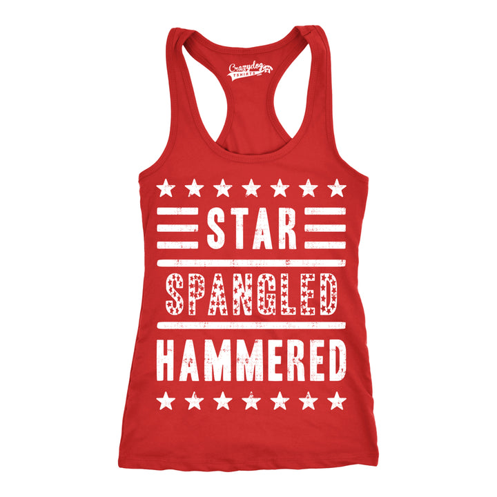 Womens Star Spangled Hammered Funny Workout Shirts Sleeveless Ladies Fitness Tank Top Image 4