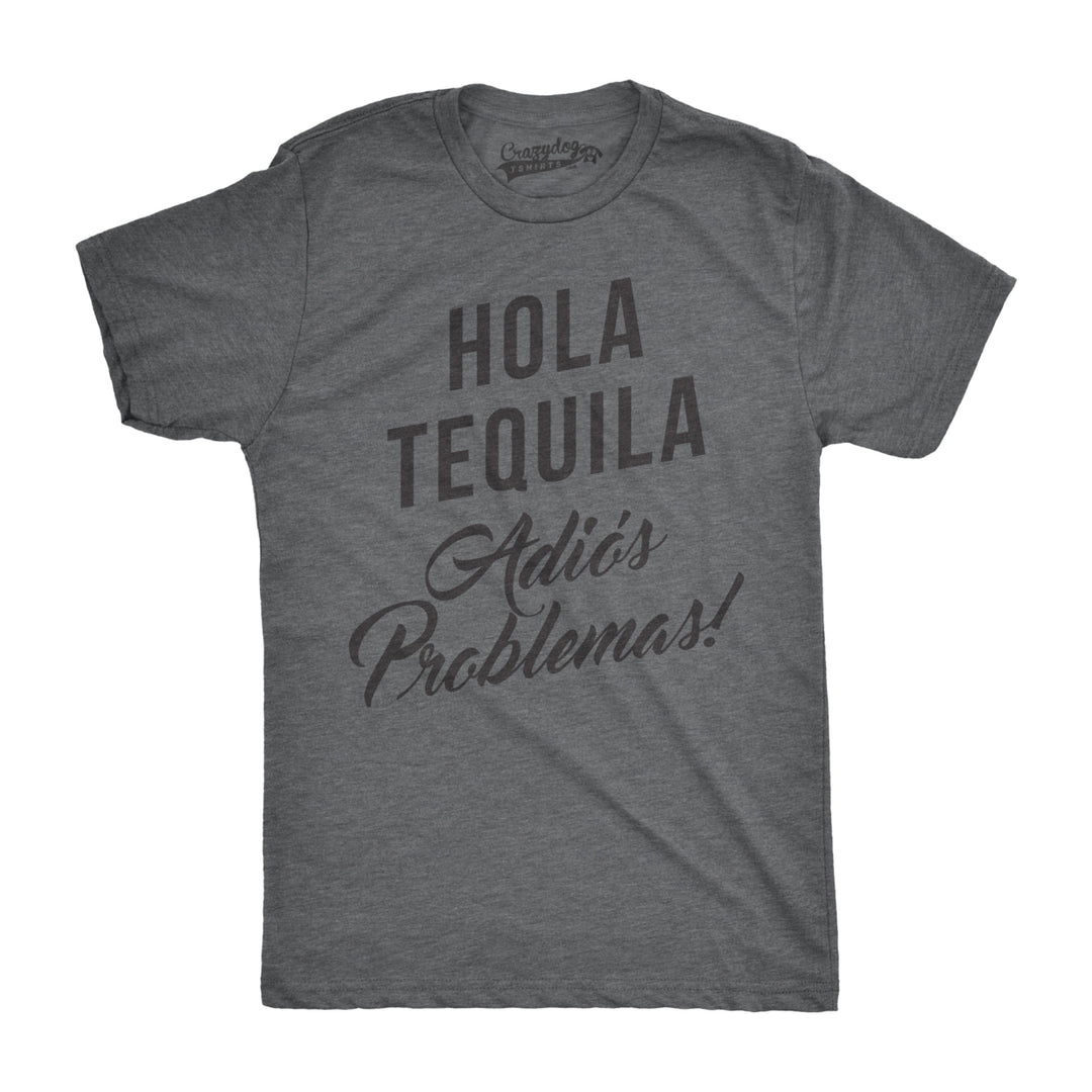Mens Hola Tequila Adios Problemas Funny Shirts Hilarious Vintage Novelty T shirt Image 4