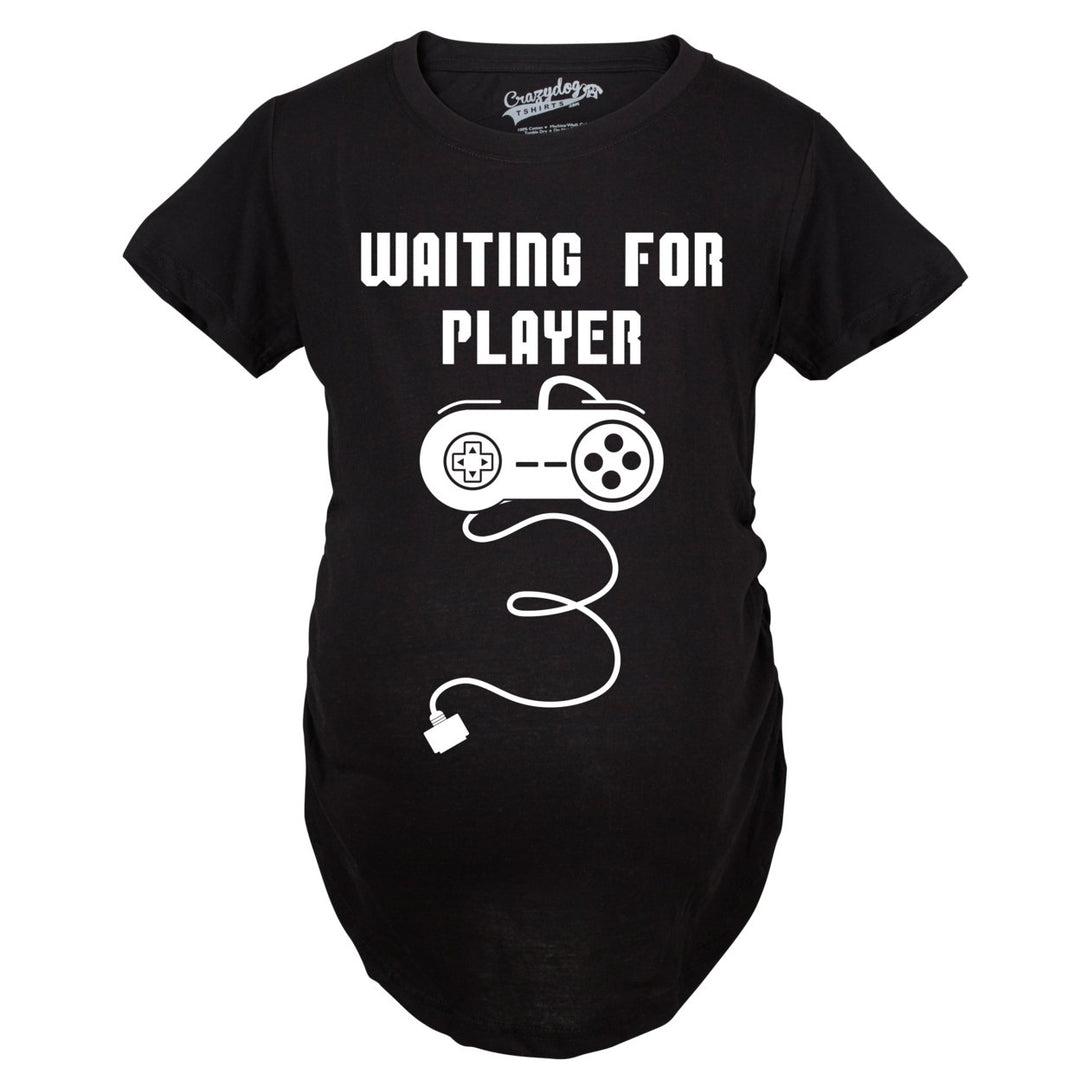 Maternity Waiting For Player Funny Pregnancy Shirt Gamer Tee Image 1