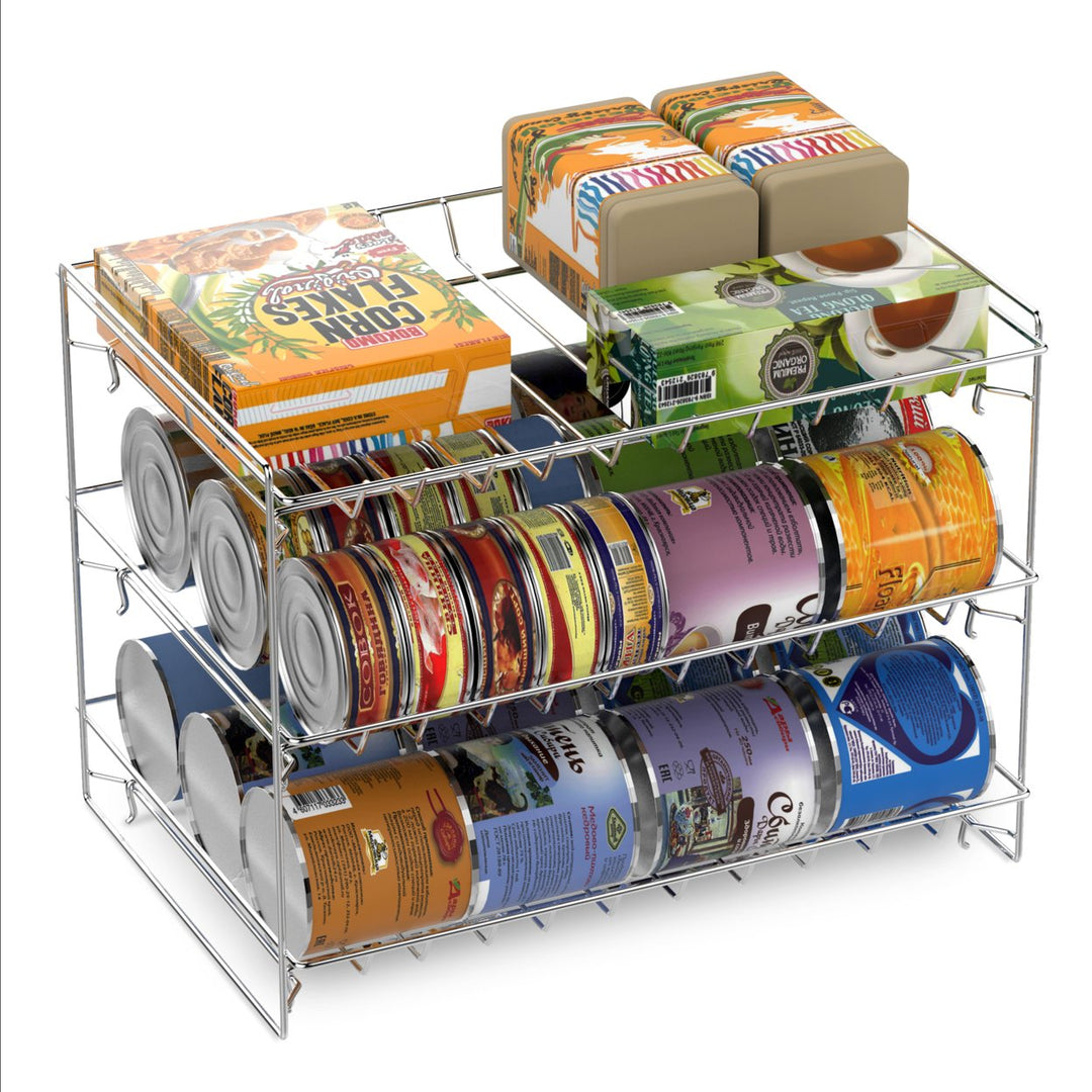 3 Tier Can Dispenser - Stackable Can Organizer Rack for Kitchen PantryCountertopand Cabinets Image 1