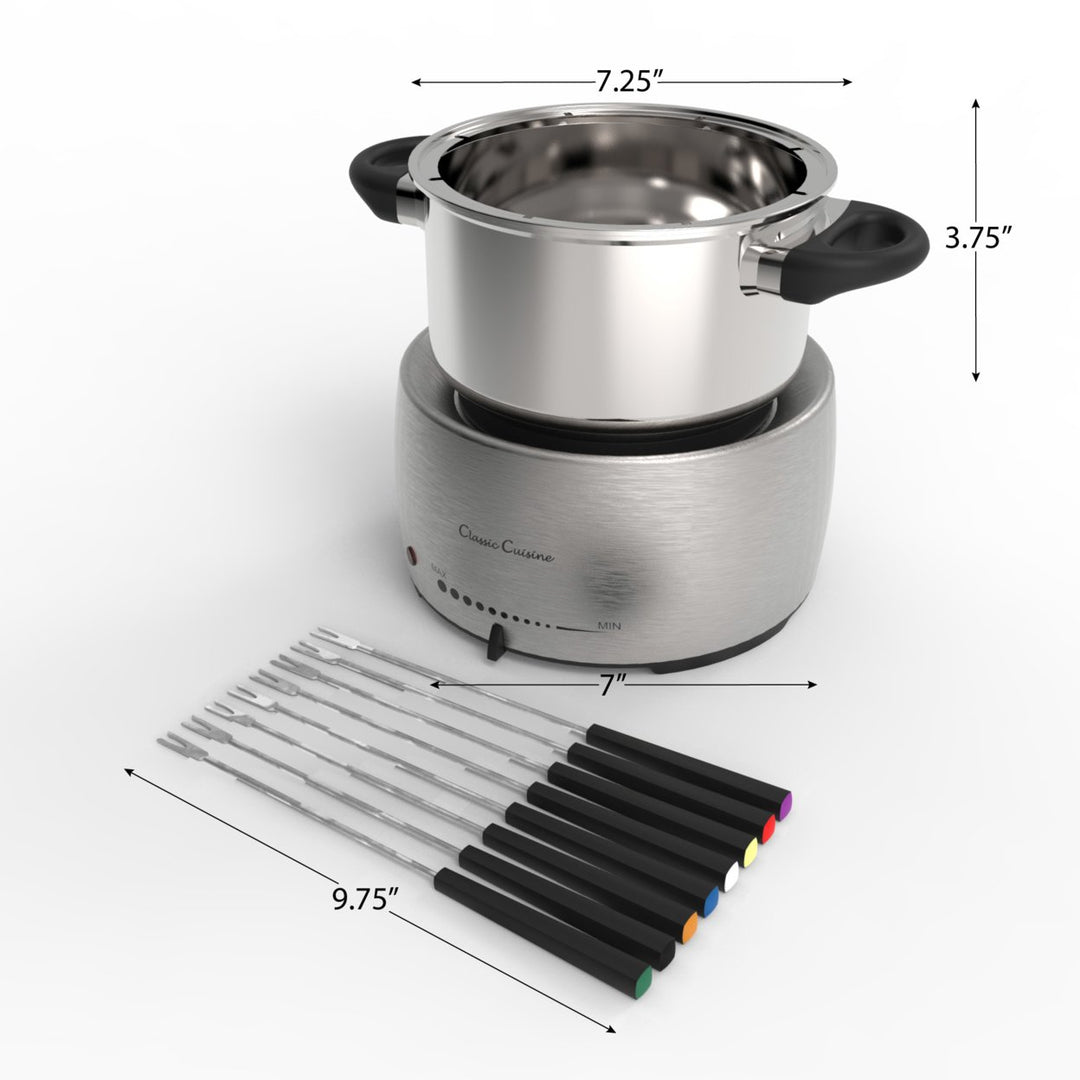 Stainless Steel Fondue Pot Set Melting Cooker with 8 Forks for Cheese Chocolate Image 2