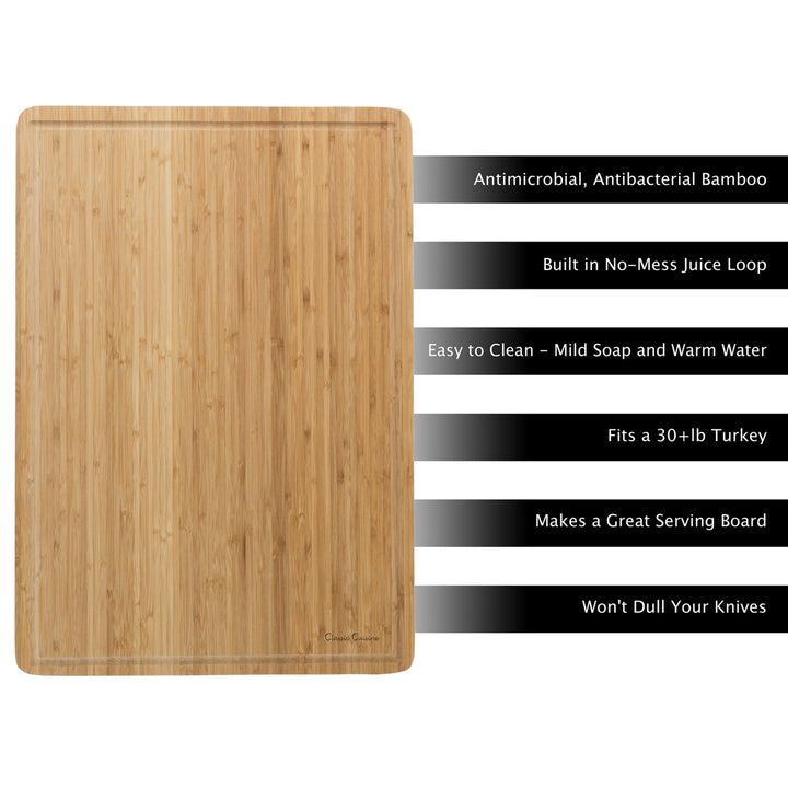 Extra Large Bamboo Cutting Board 20x14 Eco-Friendly Antibacterial Juice Groove Image 3