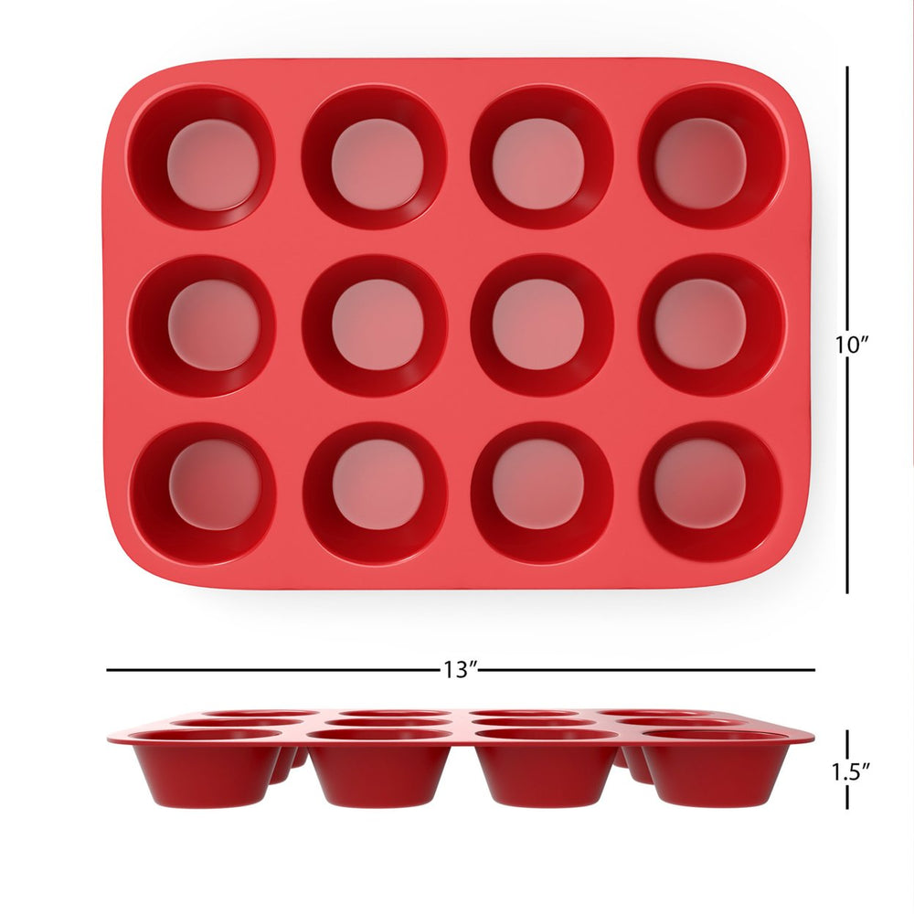 Silicone Cupcake Muffin Pan Tin Nonstick Baking Tray Dishwasher Safe BPA Free Image 2