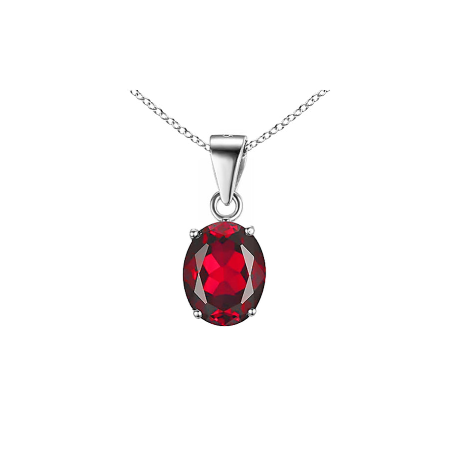 4.00 CTTW Oval Ruby Sterling Silver Necklace Image 1