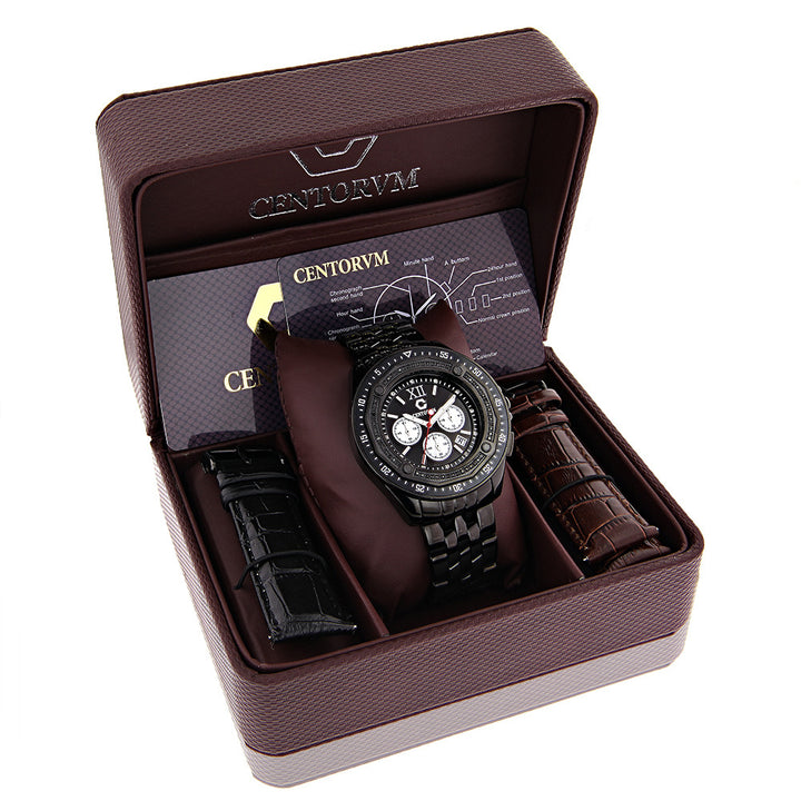 Black Diamond Watch Chronograph 0.55ct Centorum Mens Watch Image 3