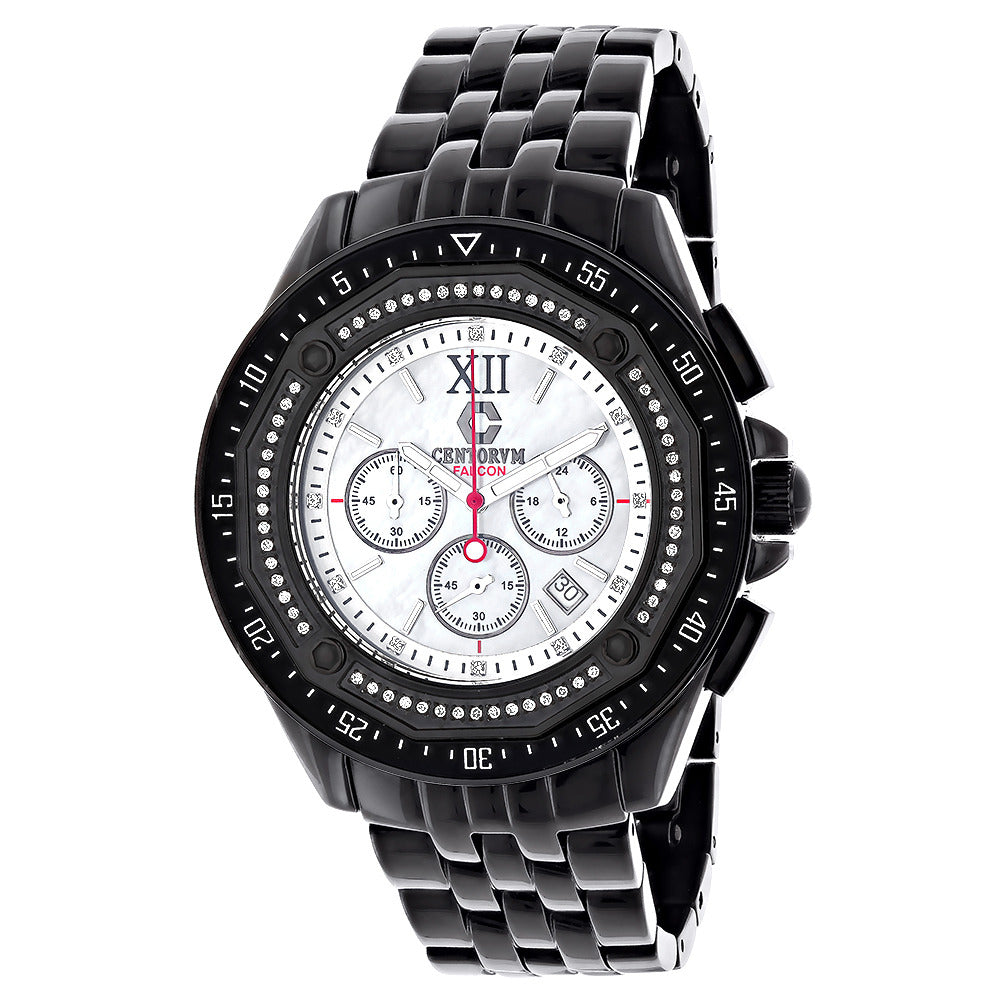 Centorum Mens Black Diamond Watch Chronograph 0.55ct Image 1