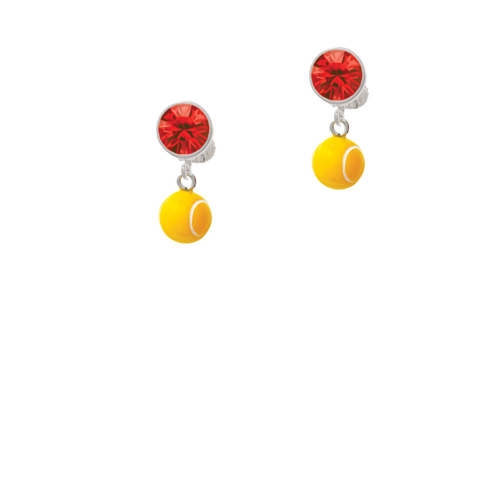 Resin Tennis Ball Crystal Clip On Earrings Image 4