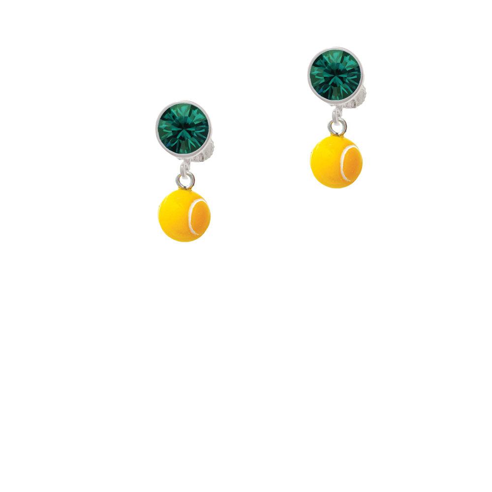 Resin Tennis Ball Crystal Clip On Earrings Image 6