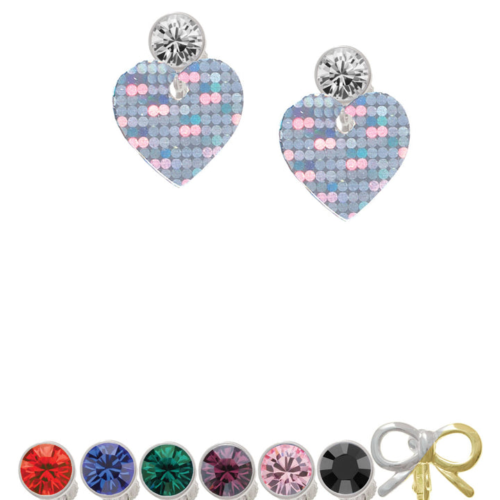 Acrylic Small Hologram Heart Crystal Clip On Earrings Image 1