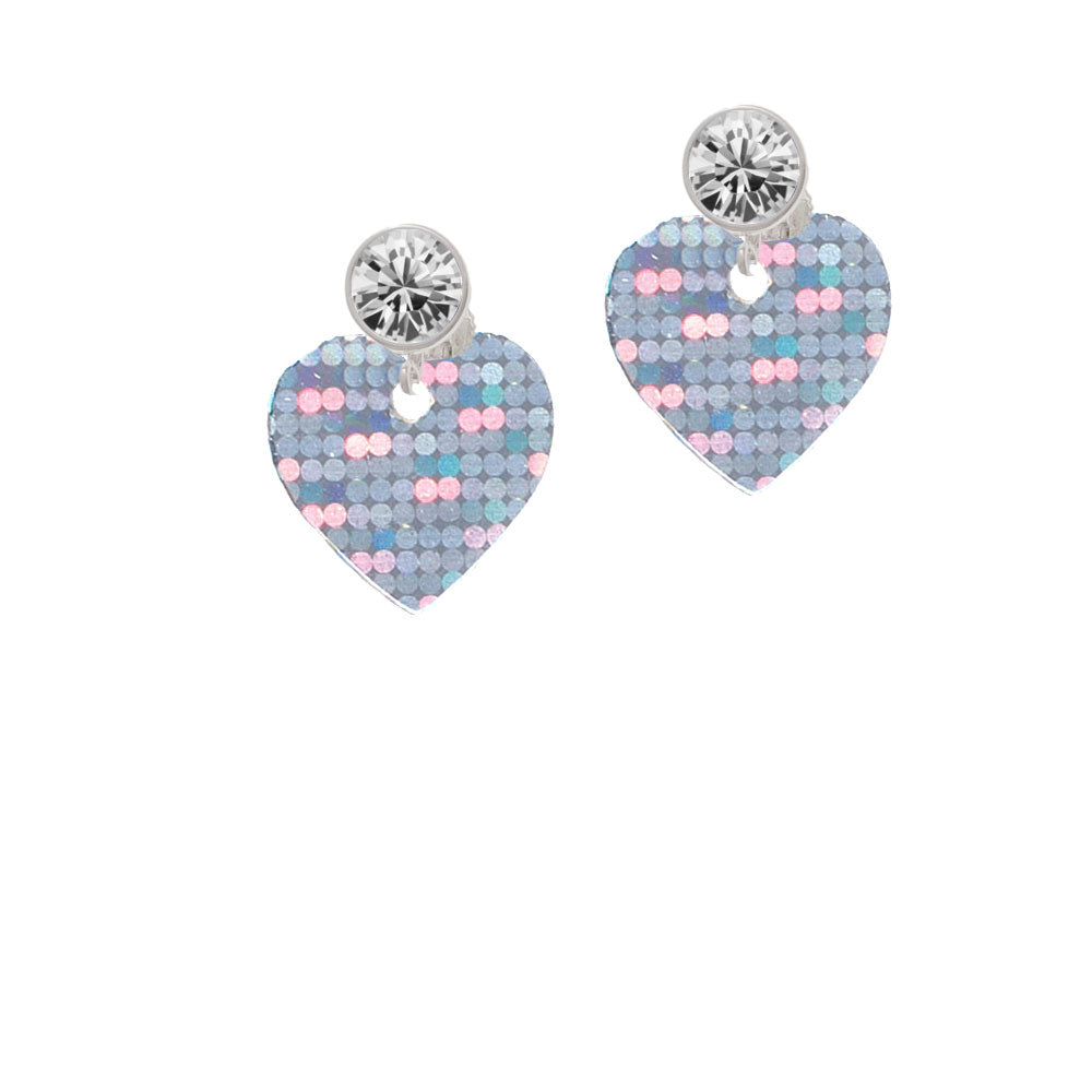 Acrylic Small Hologram Heart Crystal Clip On Earrings Image 2