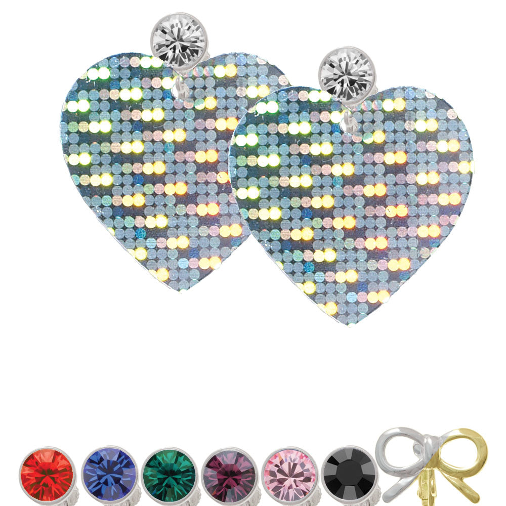 Acrylic Large Hologram Heart Crystal Clip On Earrings Image 1