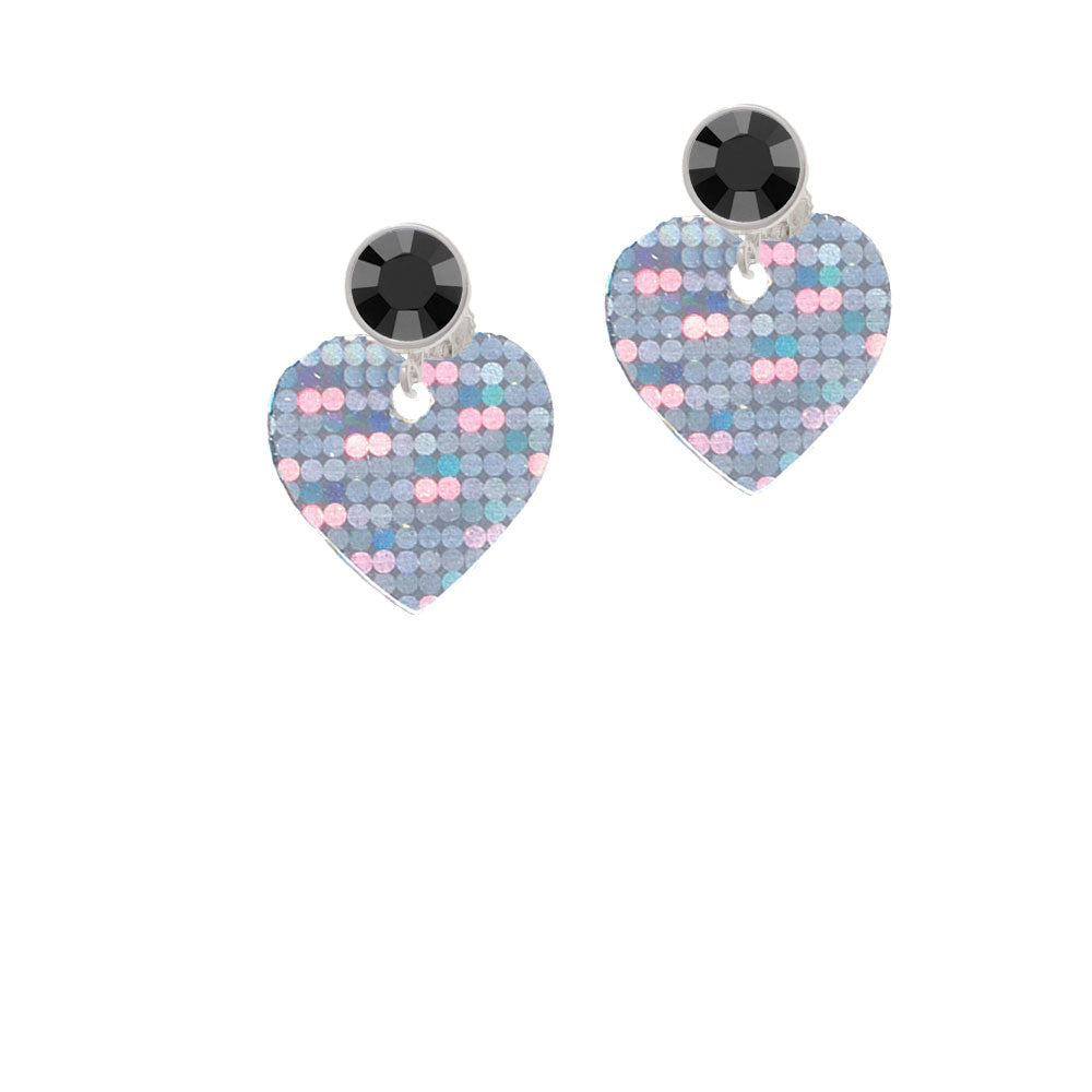 Acrylic Small Hologram Heart Crystal Clip On Earrings Image 3