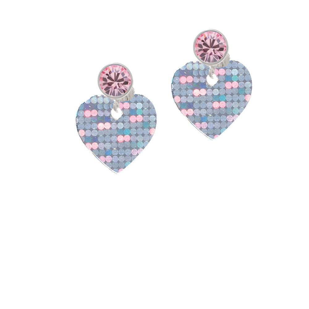 Acrylic Small Hologram Heart Crystal Clip On Earrings Image 4