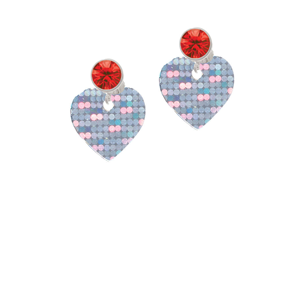 Acrylic Small Hologram Heart Crystal Clip On Earrings Image 4