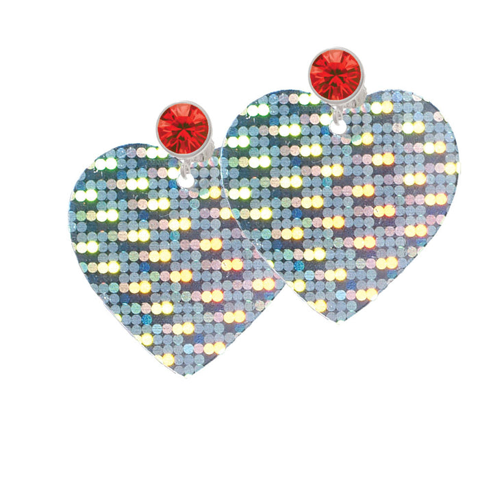 Acrylic Large Hologram Heart Crystal Clip On Earrings Image 4