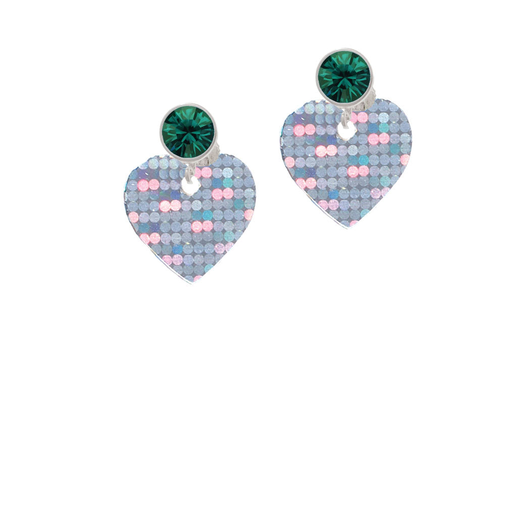 Acrylic Small Hologram Heart Crystal Clip On Earrings Image 6