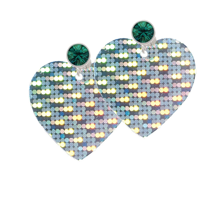 Acrylic Large Hologram Heart Crystal Clip On Earrings Image 6