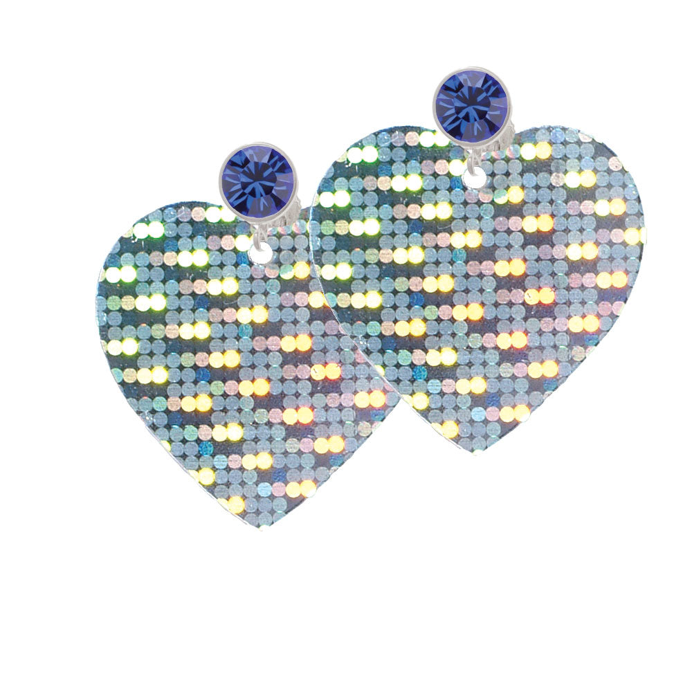 Acrylic Large Hologram Heart Crystal Clip On Earrings Image 7