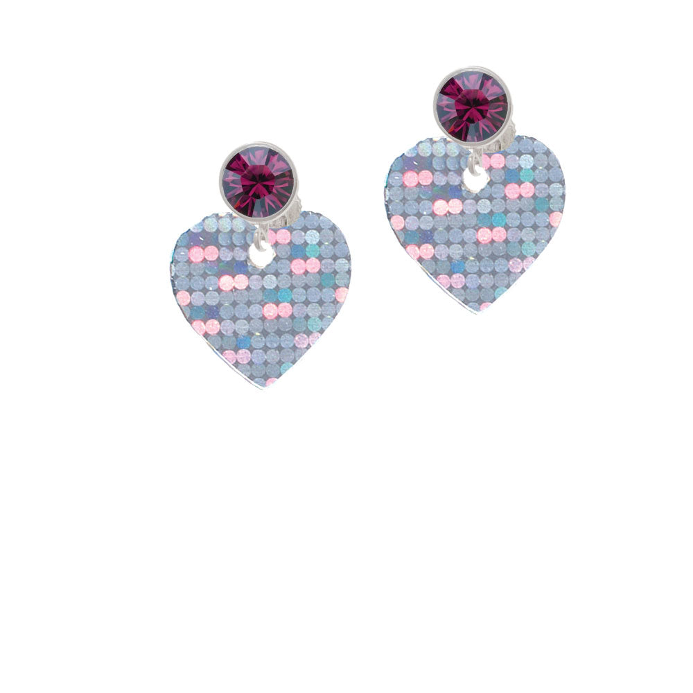 Acrylic Small Hologram Heart Crystal Clip On Earrings Image 8