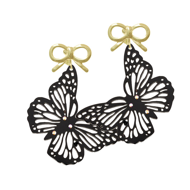 Acrylic Cut Out Butterfly Black Crystal Clip On Earrings Image 10