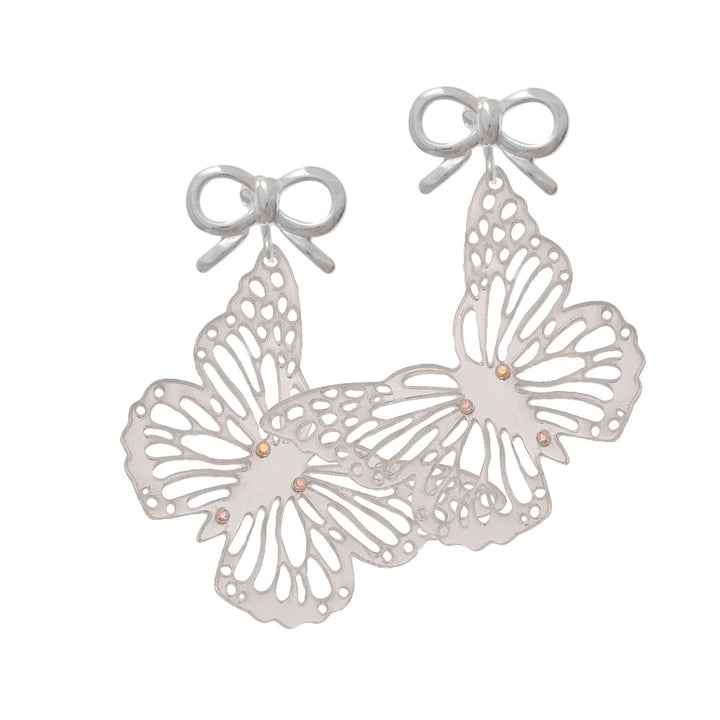 Acrylic Cut Out Butterfly Mirror Crystal Clip On Earrings Image 9