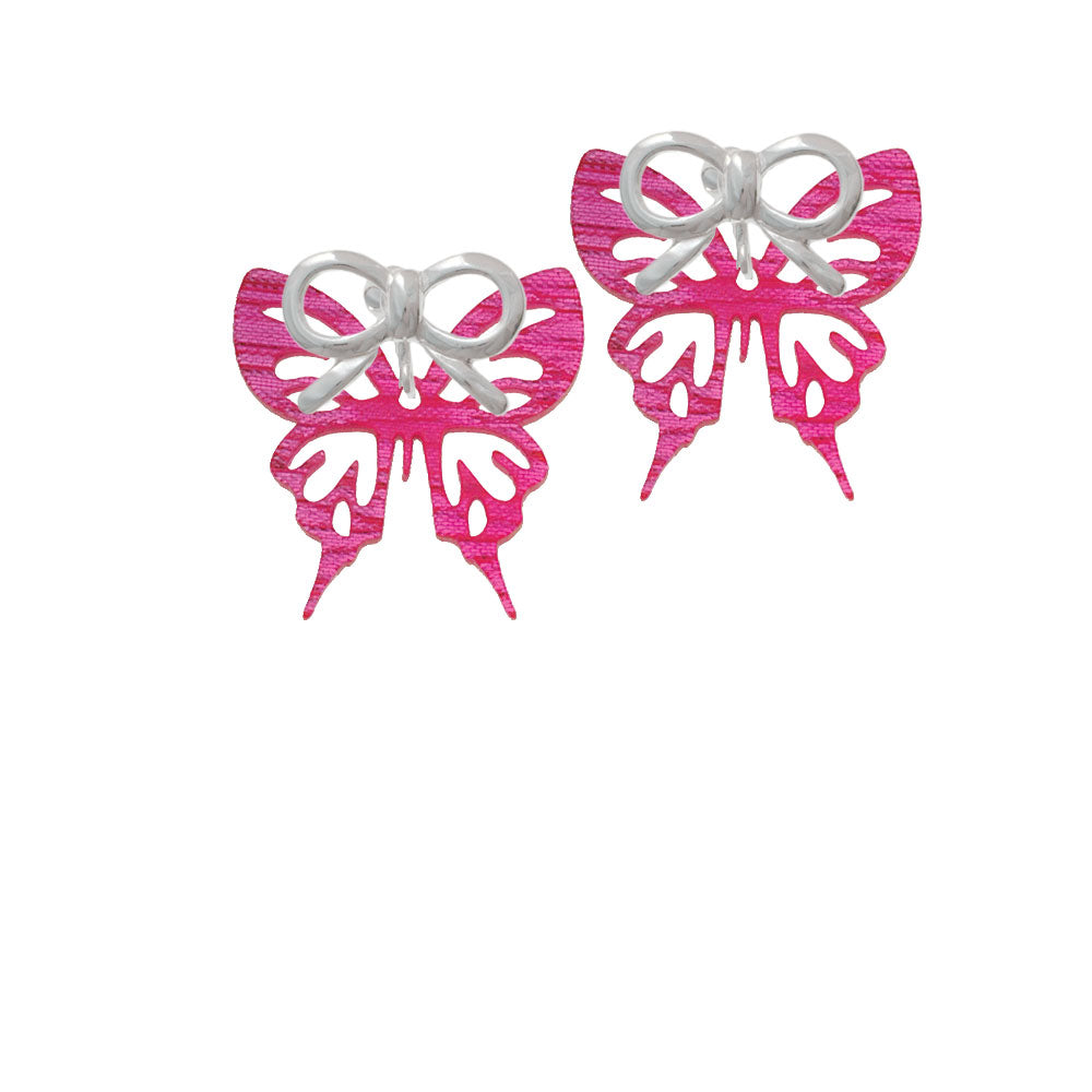 Acrylic Medium Cut Out Butterfly Magenta Crystal Clip On Earrings Image 9