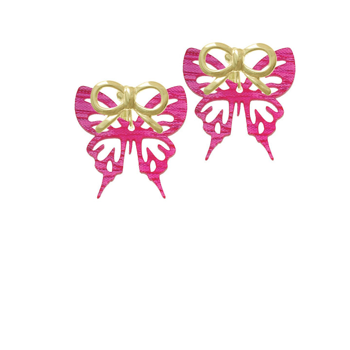 Acrylic Medium Cut Out Butterfly Magenta Crystal Clip On Earrings Image 10