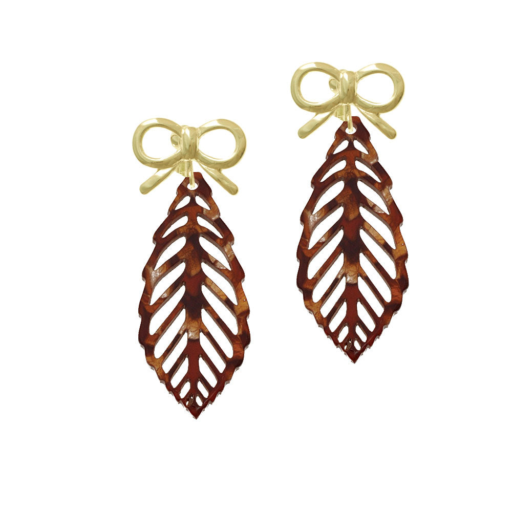 Acrylic Large Leaf Pearly Brown Crystal Clip On Earrings Image 10