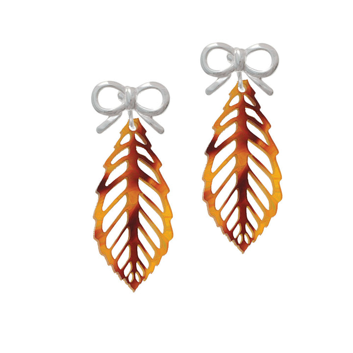 Acrylic Large Leaf Orange Mixed Brown and Yellow Crystal Clip On Earrings Image 9